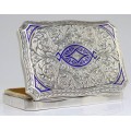 superba cutiuta Art Deco " snuff box ". argint emailat si aurit. Italia cca 1920